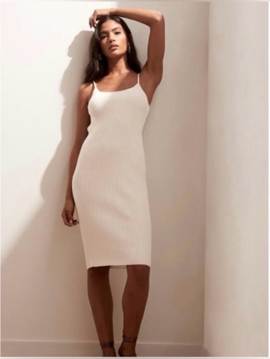 Banana Republic Dresses & Skirts - BANANA REPUBLIC Ribbed Creamy White Tank Slip Dress Midi Ribbed Cream - Small